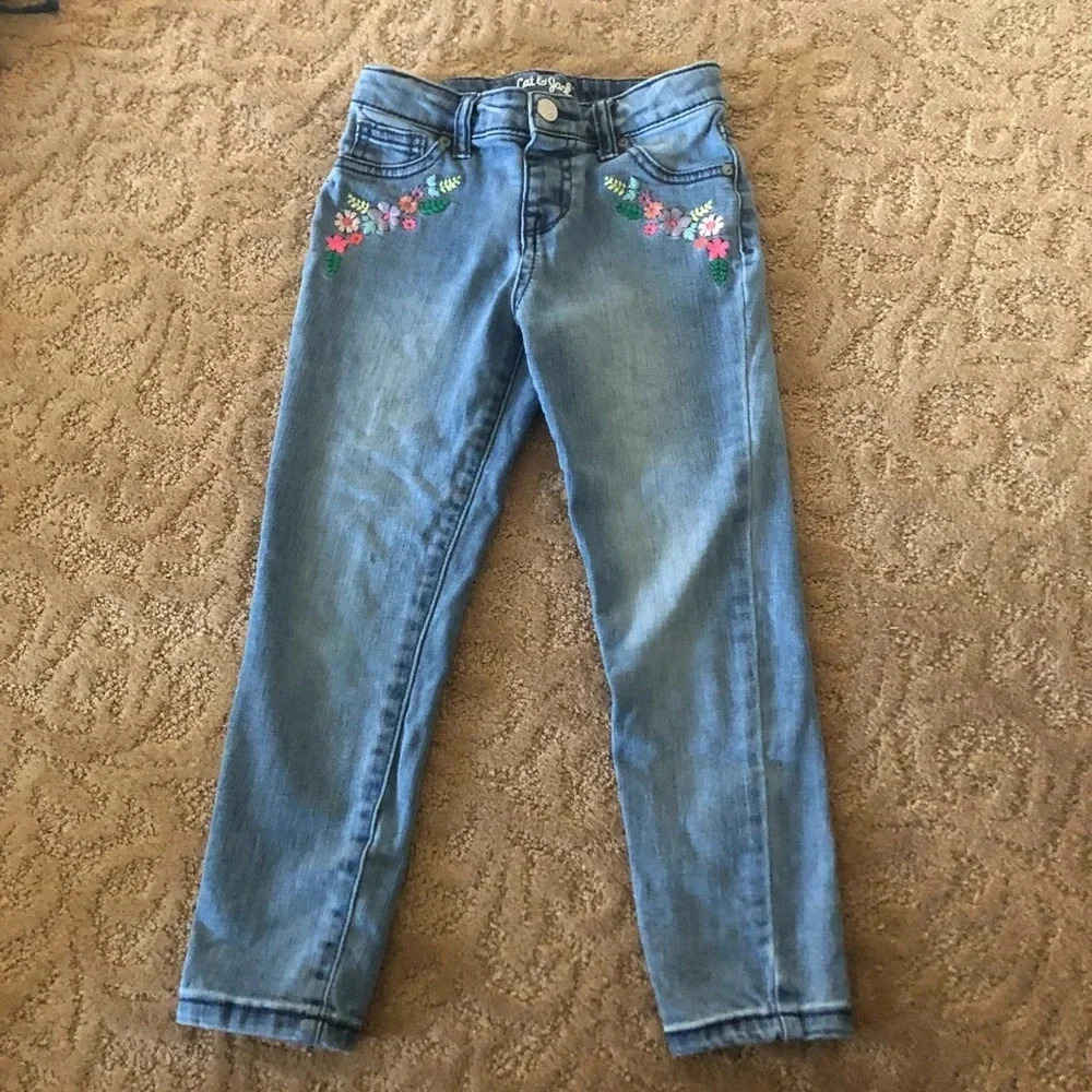 Cat & jack 6 flower jeggings jeans girls